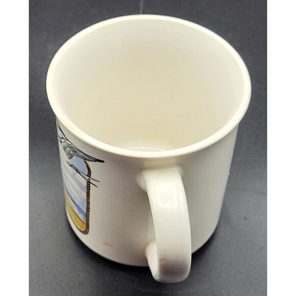 Vintage Mug White with Seaside Scene Lighthouse Seagulls 12 Ounce Capacity - Picture 2 of 7